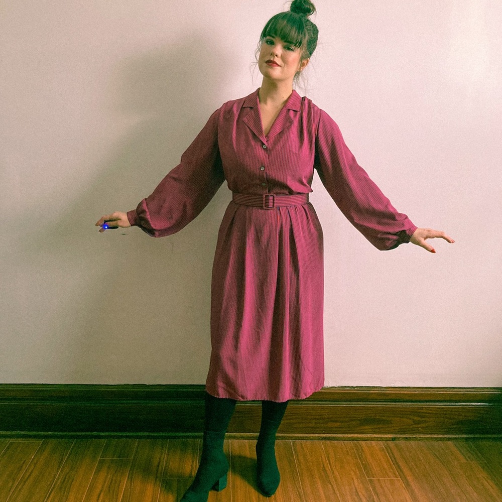 Vintage 70s/80s Blue and Red Pinstripe Dress